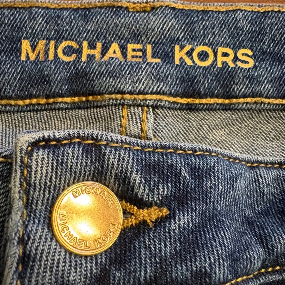 Michael Kors Wide Leg Cargo Jeans Women's 14 Blue Denim Utility Carpenter Pant‎